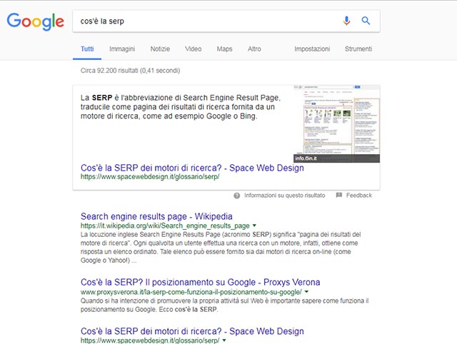 risultati ricerca google